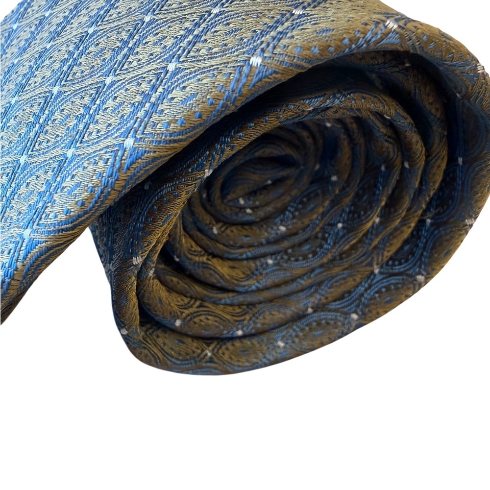 Cello Blue and Gold Patterned Tie